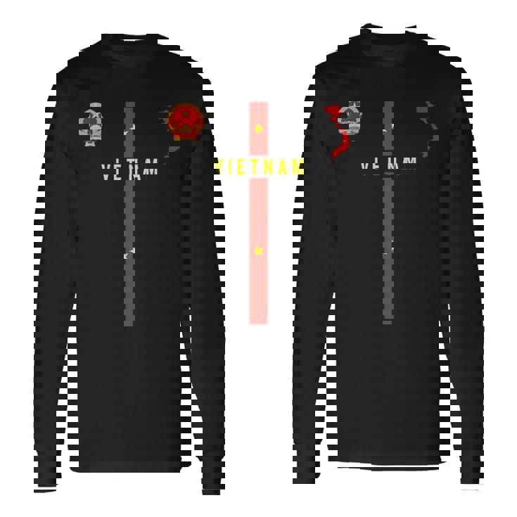 ベトナム国旗、ベトナムのシルエットマップ、紋章 長袖Tシャツ