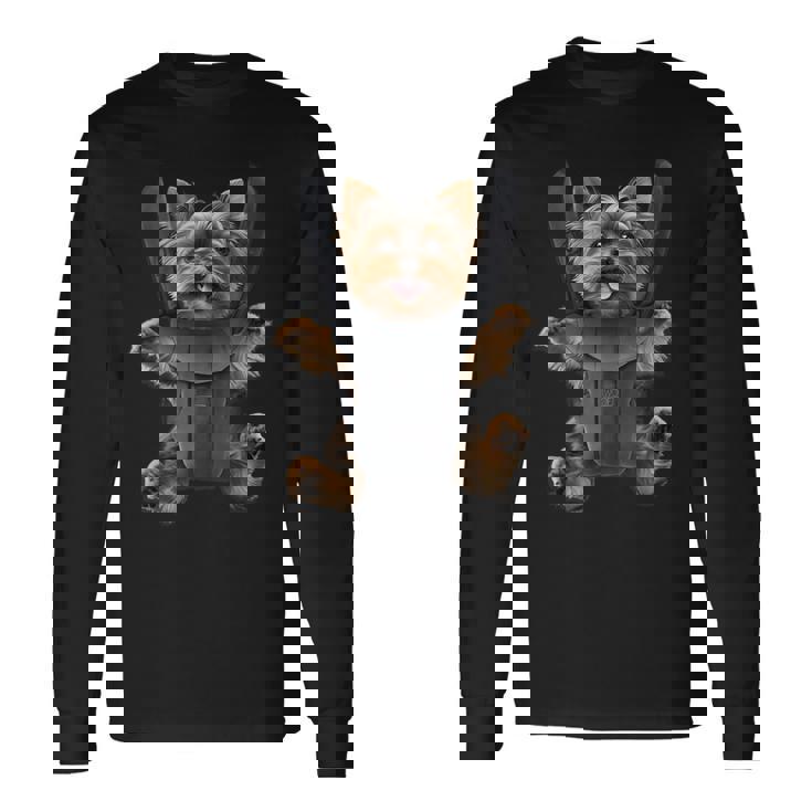 ベビーキャリア ヨーキーラバーズ 子犬 ポケット付き 長袖Tシャツ