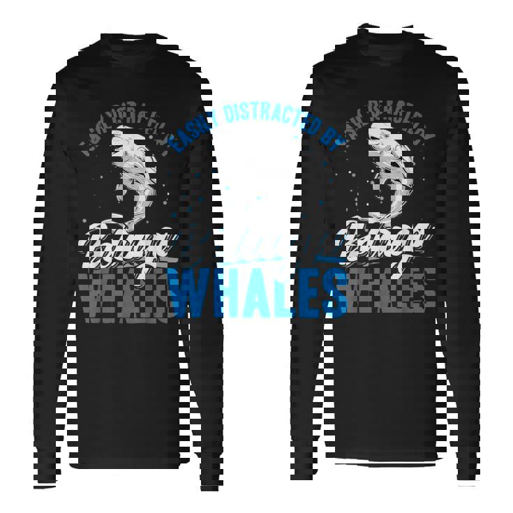 ベルーガクジラに簡単に気を取られる面白いシロイルカ動物。 長袖Tシャツ