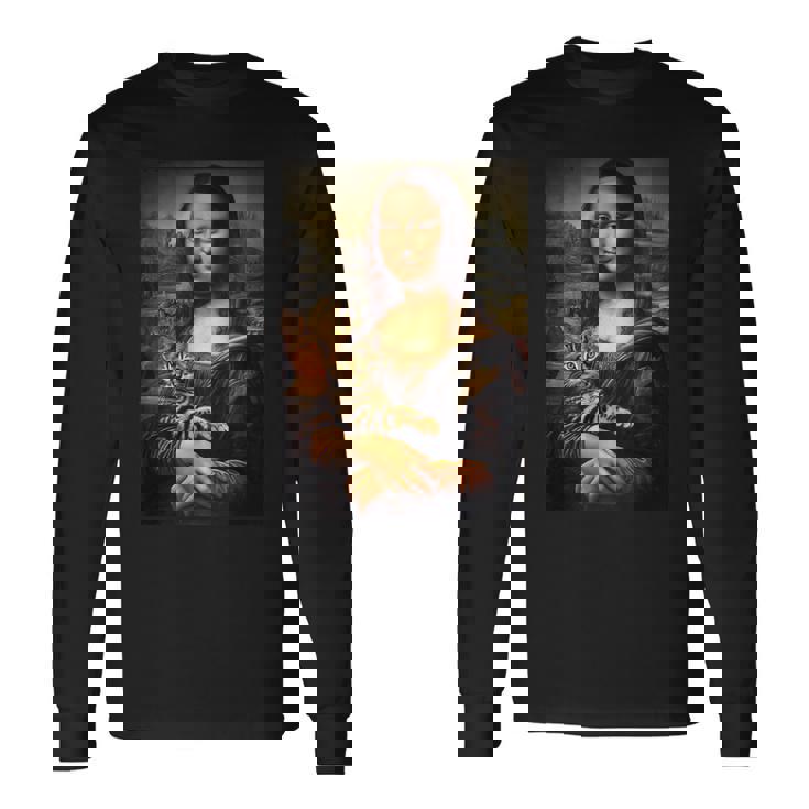 ベンガル猫 モナリザ 絵画 アート ママ お父さん 長袖Tシャツ