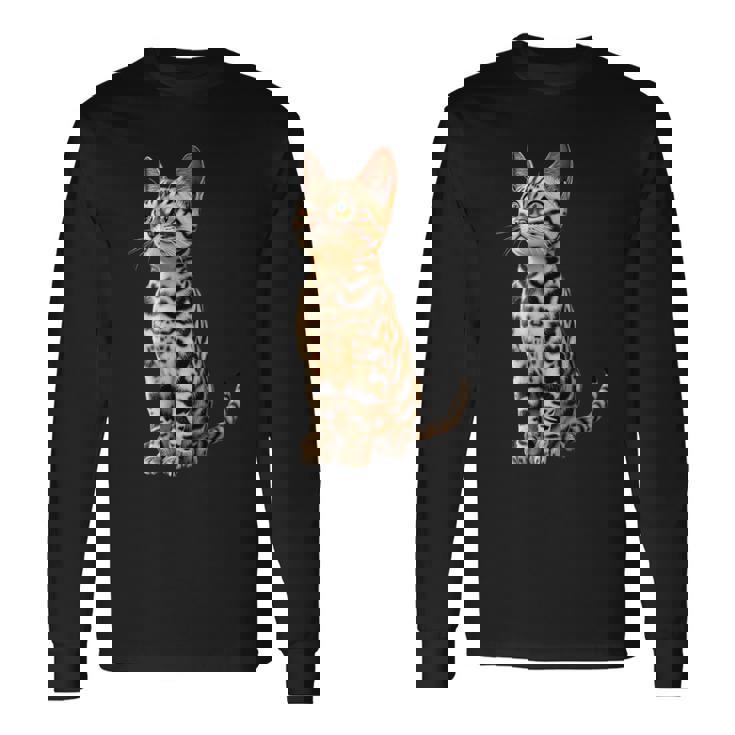 ベンガル猫 レオパード猫 レオパデット かわいいベンガル猫 長袖Tシャツ