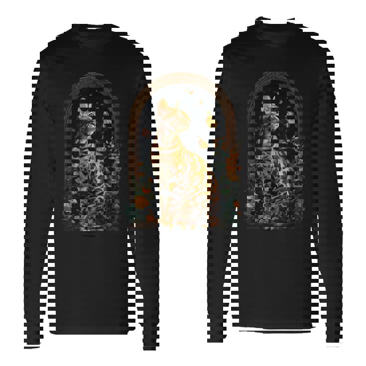 ベンガル猫の花 長袖Tシャツ