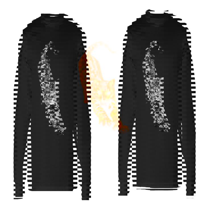 ベンガル猫ストレッチ 長袖Tシャツ