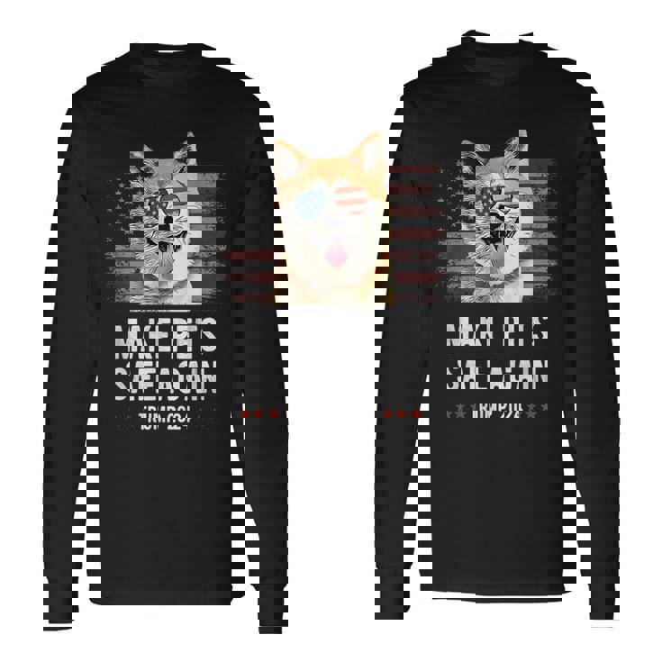 ペットを再び安全に 秋田犬 トランプ 2024 長袖Tシャツ