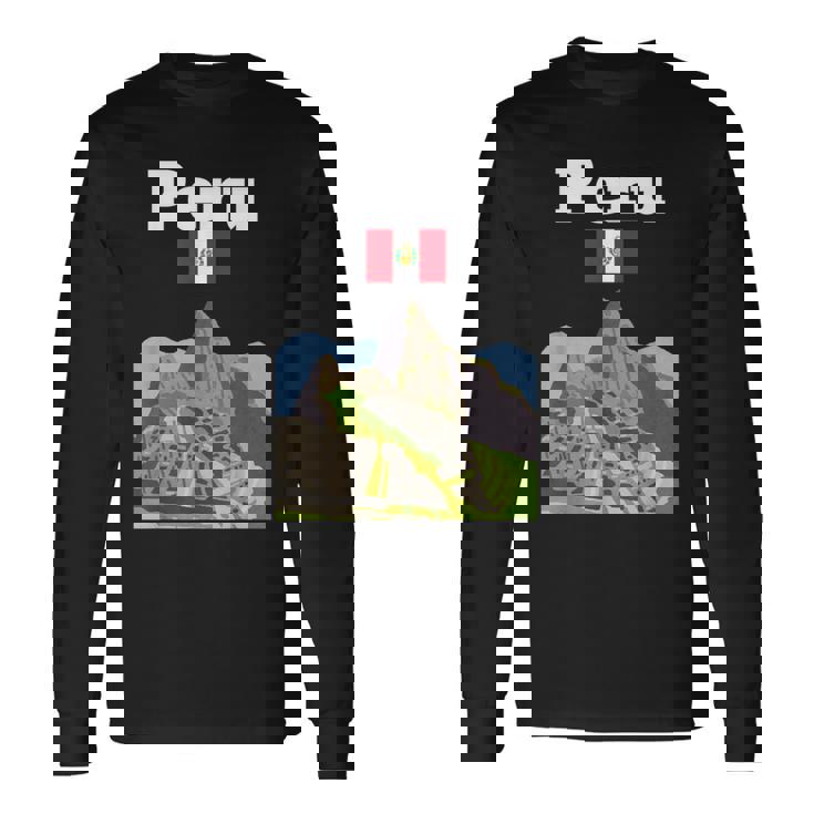 ペルー お土産 インカ マチュピチュ ペルー国旗 アンデス山脈 長袖Tシャツ