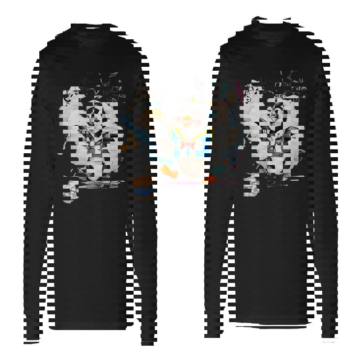 ペンギン 水兵 セーラー襟 錨マーク リボン 可愛い 赤 青 黄色 ピンク 水色 長袖Tシャツ