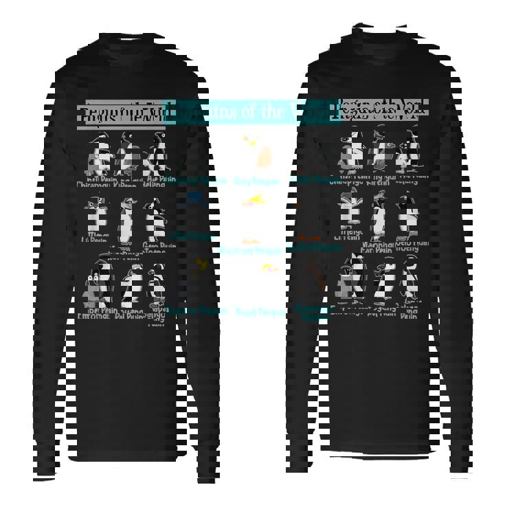 ペンギンの種類 ペンギン好き 野生動物 北極 シーバードファン 長袖Tシャツ ギフトのアイデア