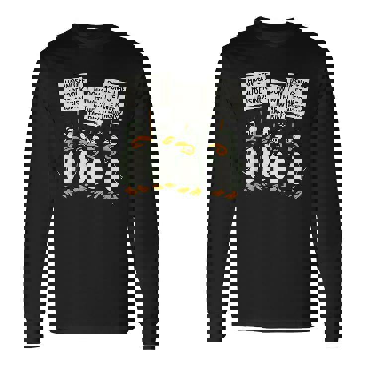 ペンギンの関税 聞いた島 ペンギンと一緒に立つ 長袖Tシャツ