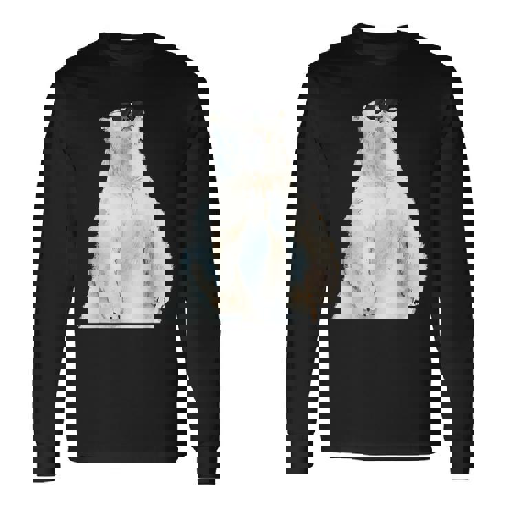 ホッキョクグマ サングラス 動物愛好家 動物飼育係 動物学者 長袖Tシャツ