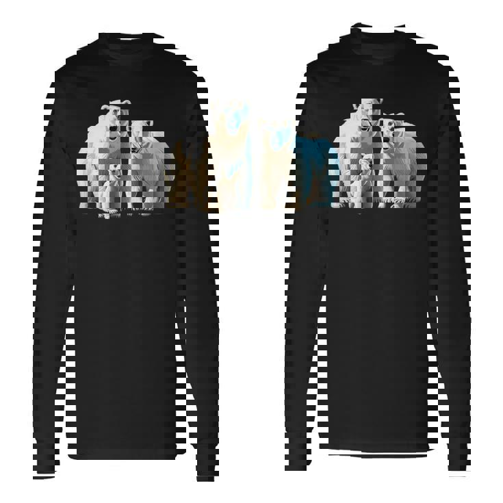 ホッキョクグマ。動物好き、シロクマの家族 長袖Tシャツ