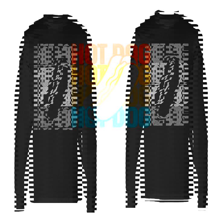 ホットドッグ 大人用 レトロ ヴィンテージ ホットドッグ 長袖Tシャツ