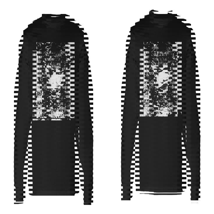 ホラーアニメマンガi日本の不気味なカワイイゴス 長袖Tシャツ