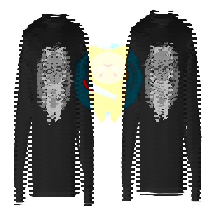ホラー映画 ジェイソンキャット おもしろパロディ 映画 ハロウィンコスチューム 長袖Tシャツ