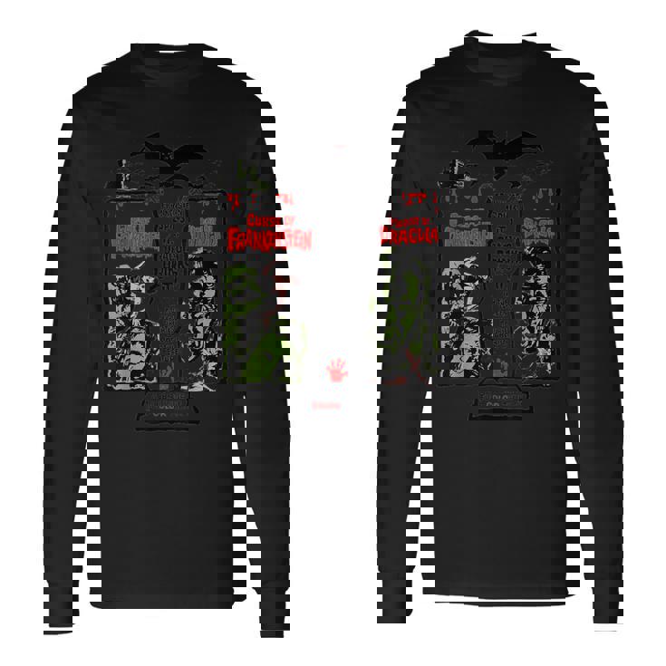 ホラー映画 ヴィンテージ ドラキュラ ハロウィン モンスター フランケンシュタイン 長袖Tシャツ