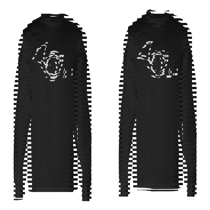 ホルン 音符 楽譜 音楽 楽器 音楽雑貨 シンプル 可愛い 長袖Tシャツ ギフトのアイデア