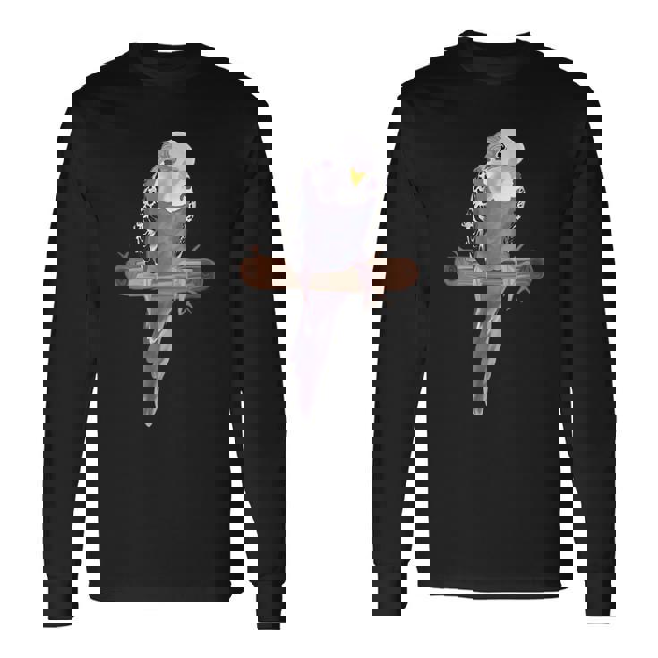 ホワイトパープルセキセイインコエキゾチックペットアニマルモチーフ鳥 長袖Tシャツ