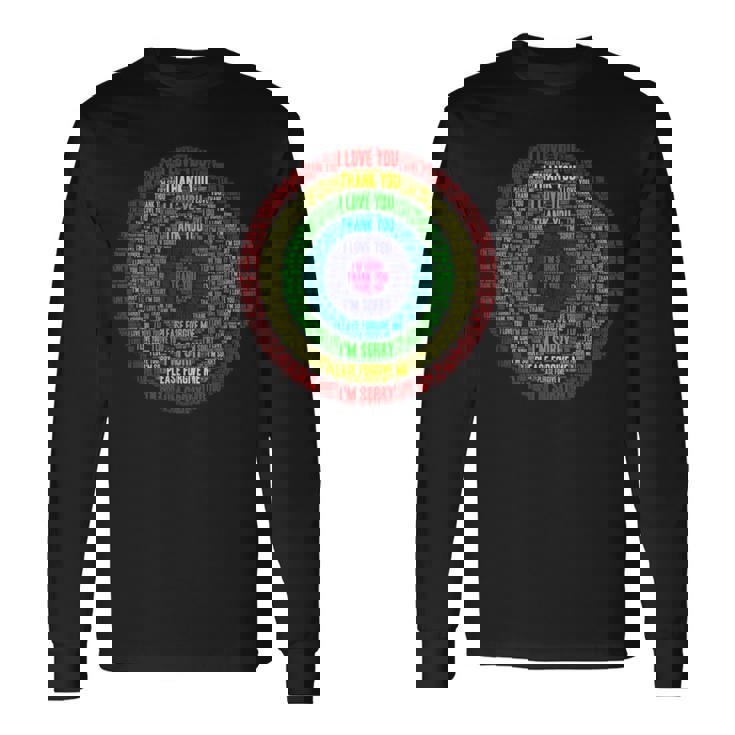 ホ・オポノポノの祈りの言葉クラウドアート 長袖Tシャツ