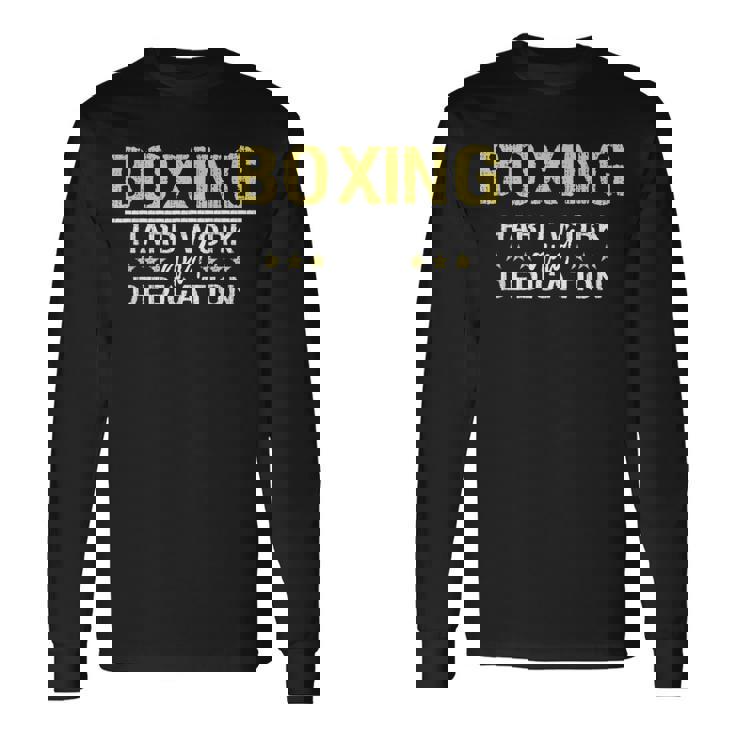 ボクシングハードワークと献身 キックボクシングジムボクサー 長袖Tシャツ