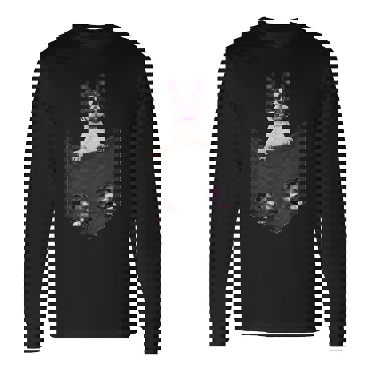 ボストンテリア愛好家のためのポケットに入った面白いボストンテリア 長袖Tシャツ