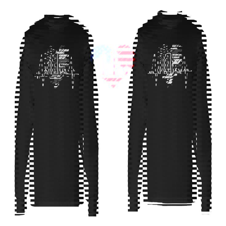 ボストン・スカイライン ハートビートusa ハートパルス I Love Boston 長袖Tシャツ