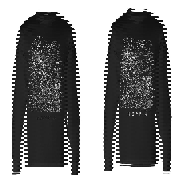 ボヘミアン ヒッピー サイケデリック ヨガ マインドフルネス デザイン 長袖Tシャツ