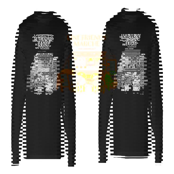 ボンレス犬とボンレス猫 キッチンカーロゴ付 ダークカラー 長袖Tシャツ ギフトのアイデア