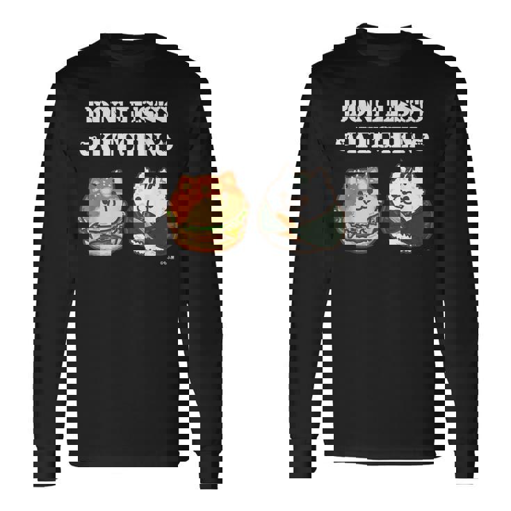 ボンレス犬とボンレス猫 ハンバーガーとおにぎり ダークカラー 長袖Tシャツ ギフトのアイデア