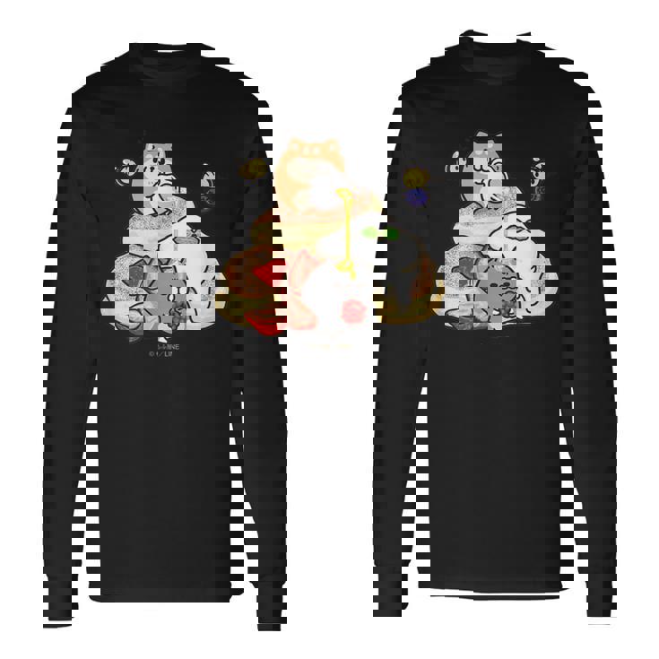 ボンレス犬とボンレス猫 パンケーキ 長袖Tシャツ