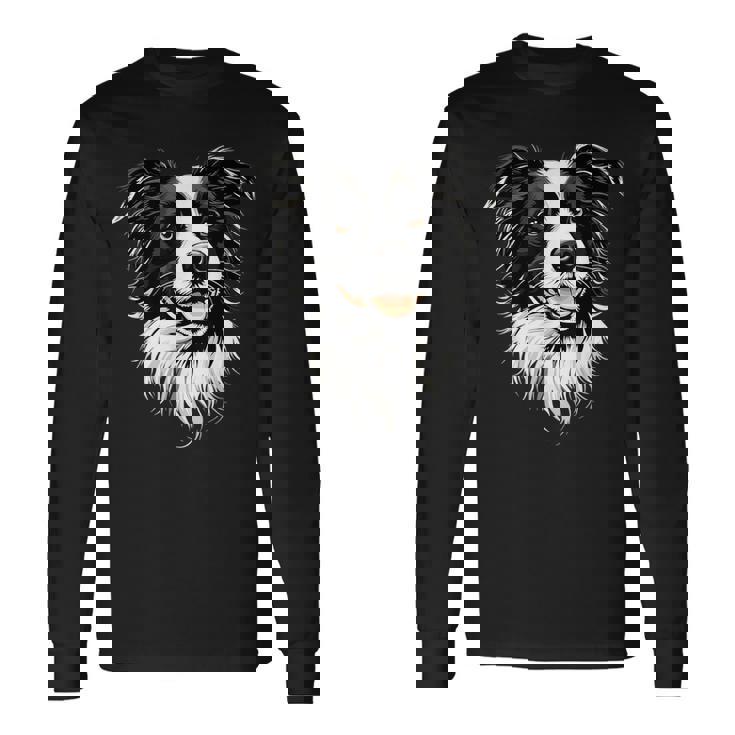 ボーダーコリー モチーフ 犬好き 子犬 かわいい ボーダーコリー 長袖Tシャツ