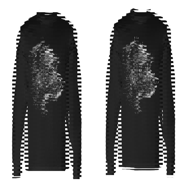 ボーダーテリア 犬 モチーフ ペット イラスト ボーダーテリア 長袖Tシャツ