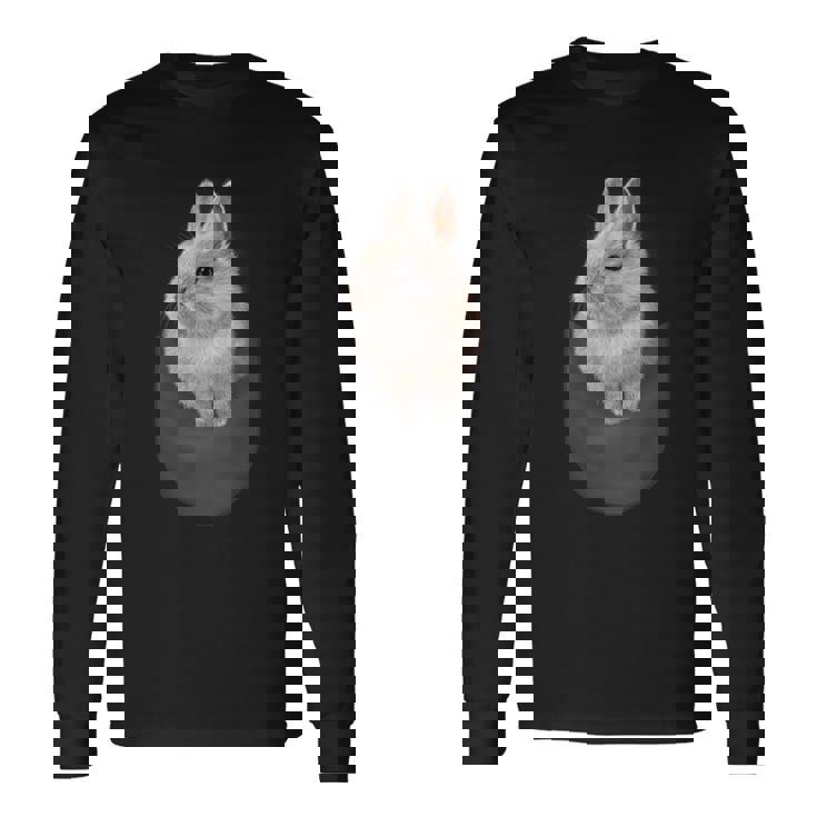 ポケット ホワイト 子ウサギ 長袖Tシャツ