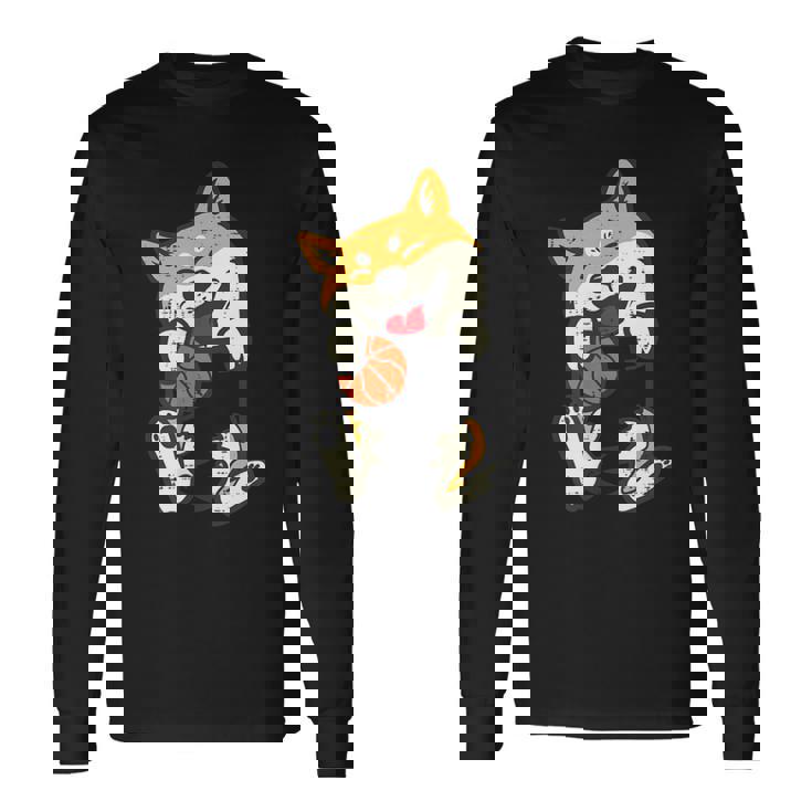 ポケット 柴犬 バスケットボール かわいい バラー 犬 メンズ レディース キッズ 長袖Tシャツ