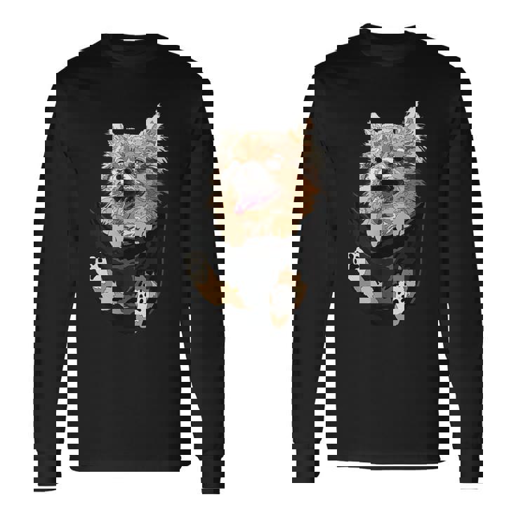 ポケットに入ったチワワ チワワ 長髪 チワワ 犬好き 長袖Tシャツ