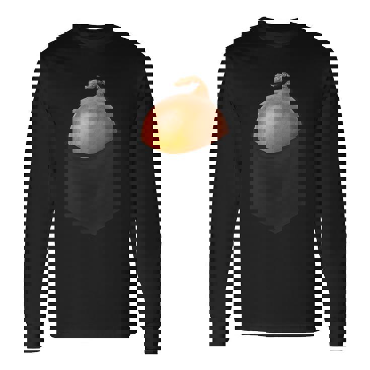 ポケットに入った玉ねぎ、胸に面白い玉ねぎ。 長袖Tシャツ