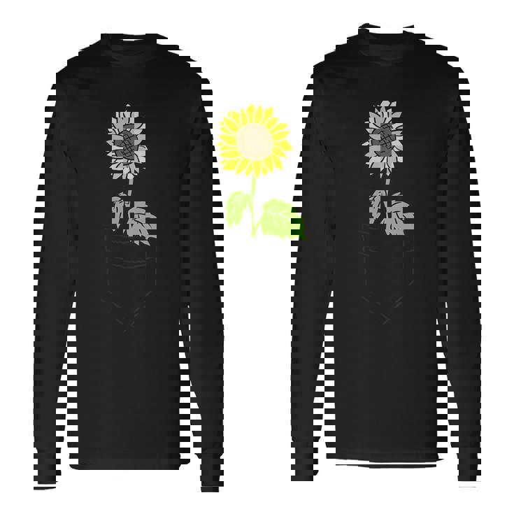 ポケットの中のひまわり ひまわり 長袖Tシャツ ギフトのアイデア