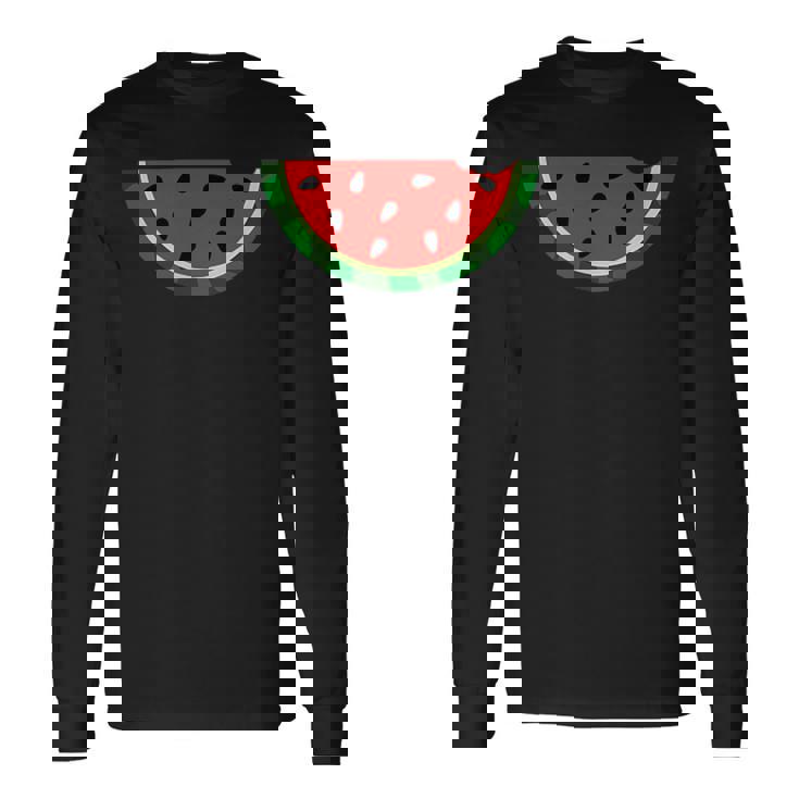 ポケットの中のスイカ かわいいポケットスイカ 長袖Tシャツ