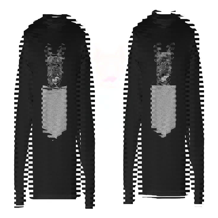 ポケットの中のフレンチブルドッグかわいいフレンチブルドッグオーナーギフト 長袖Tシャツ