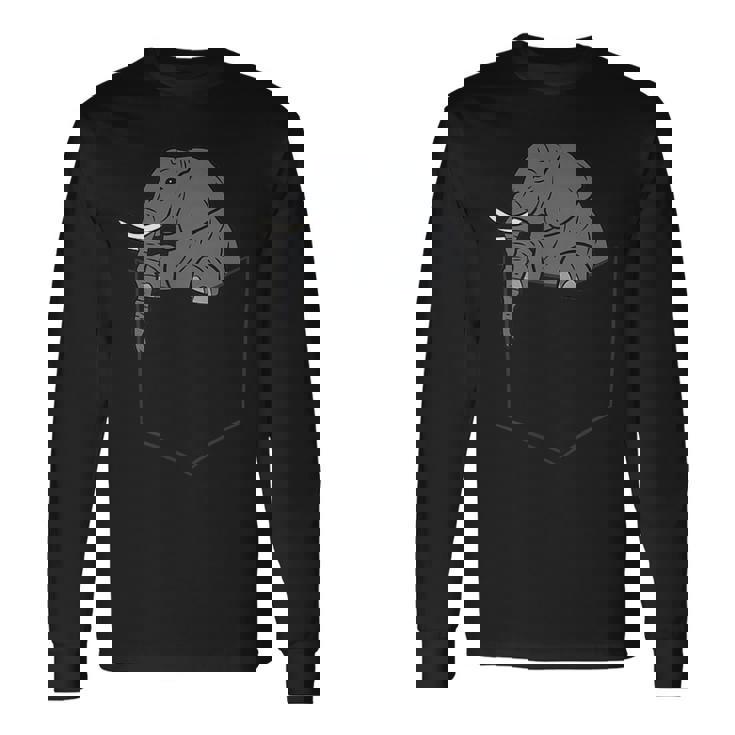 ポケットの中の象 面白いポケット象 長袖Tシャツ