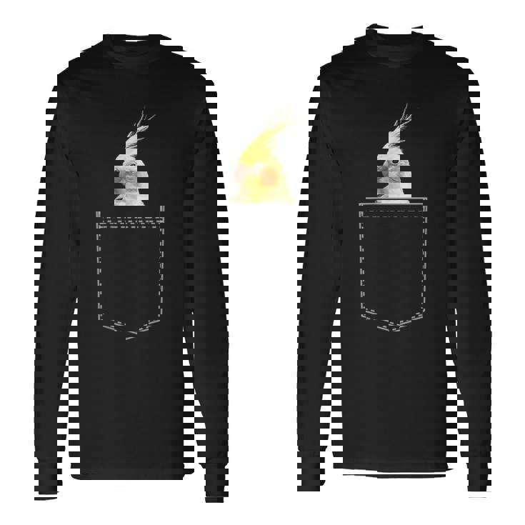 ポケットオカメインコ インコ好き かわいい 鳥ジョーク 鳥好き インコの飼い主 いんこの飼い主 インコ 長袖Tシャツ