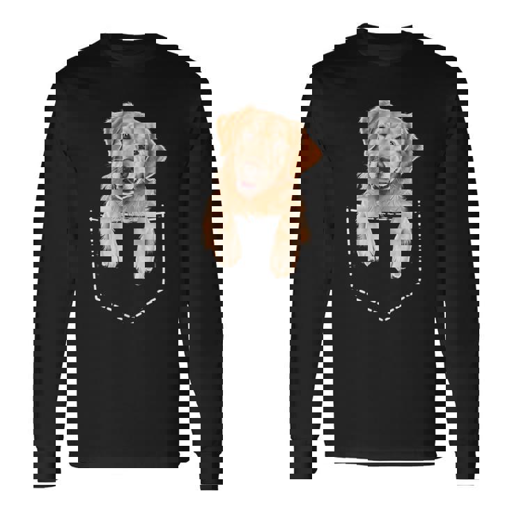 ポケットゴールデンレトリバー 長袖Tシャツ
