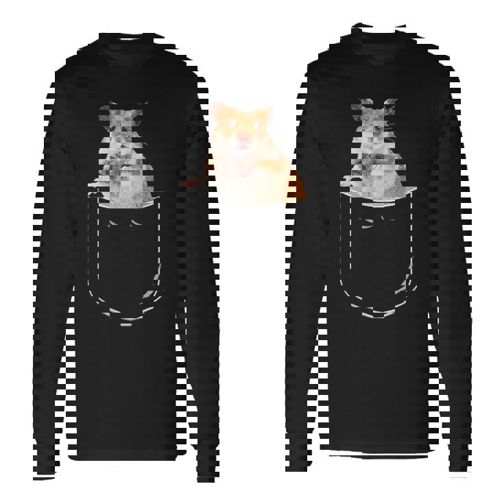 ポケットハムスターシャツ、ポケットに入った面白いハムスター ギフトtシャツ 長袖Tシャツ