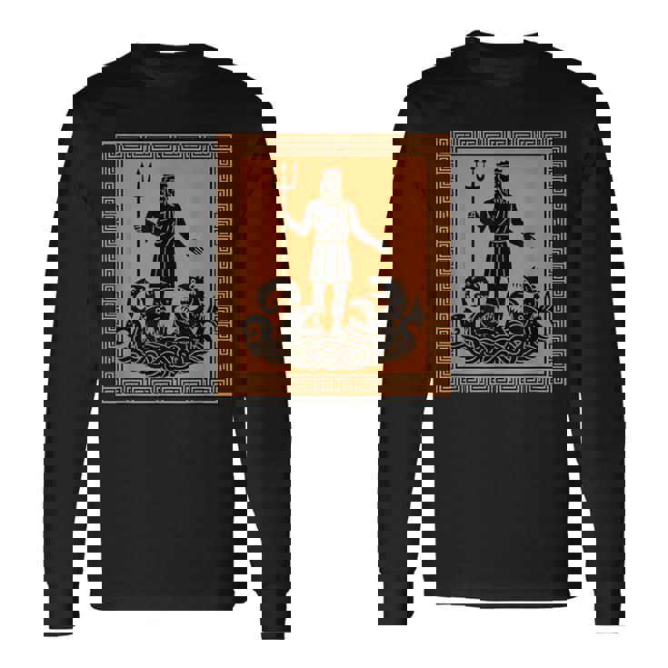 ポセイドン神 トライデント 古代ギリシャ 芸術 神話 ギリシャ神話 長袖Tシャツ