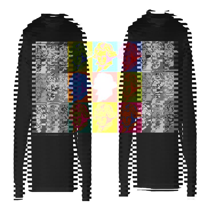 ポップアートクラシック音楽 音楽家 ベートーヴェン ヴァイオリン ピアノ チェロ 練習 音楽好き おもしろ デザイン 長袖Tシャツ