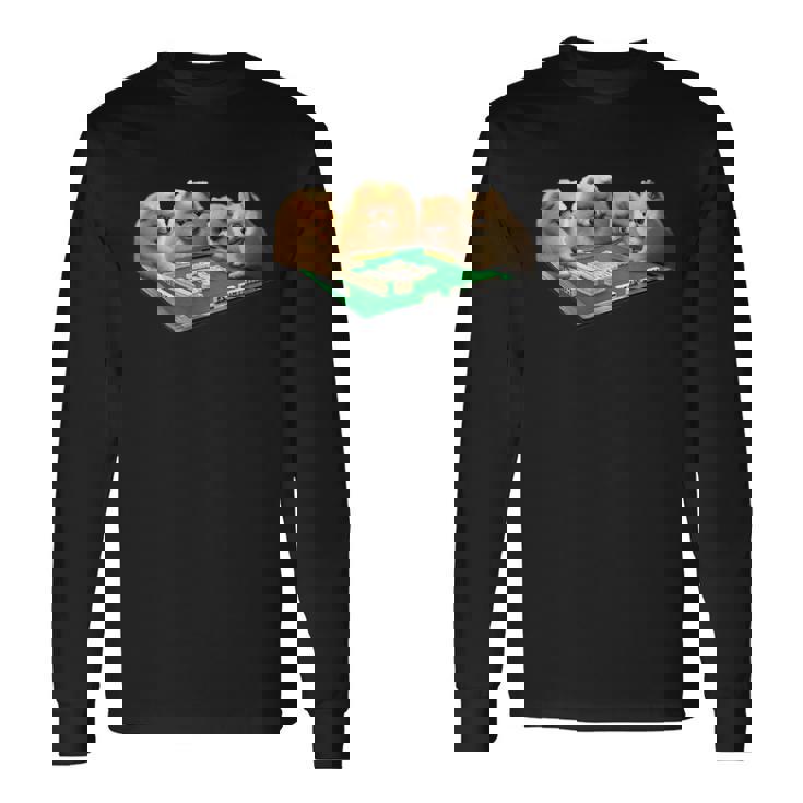 ポメラニアン 犬 麻雀 面白いtシャツ 文字入り メンズ おもしろ 面白い 服 おもしろグッズ ネタ 雀士 長袖Tシャツ