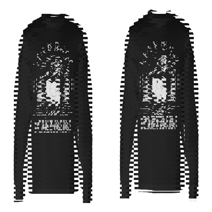 ポメラニアンライフベターママパパ犬 長袖Tシャツ