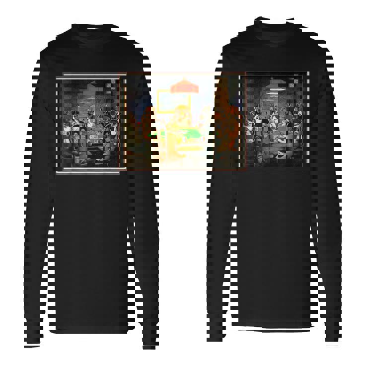 ポーカーをする犬 カード 絵画 長袖Tシャツ