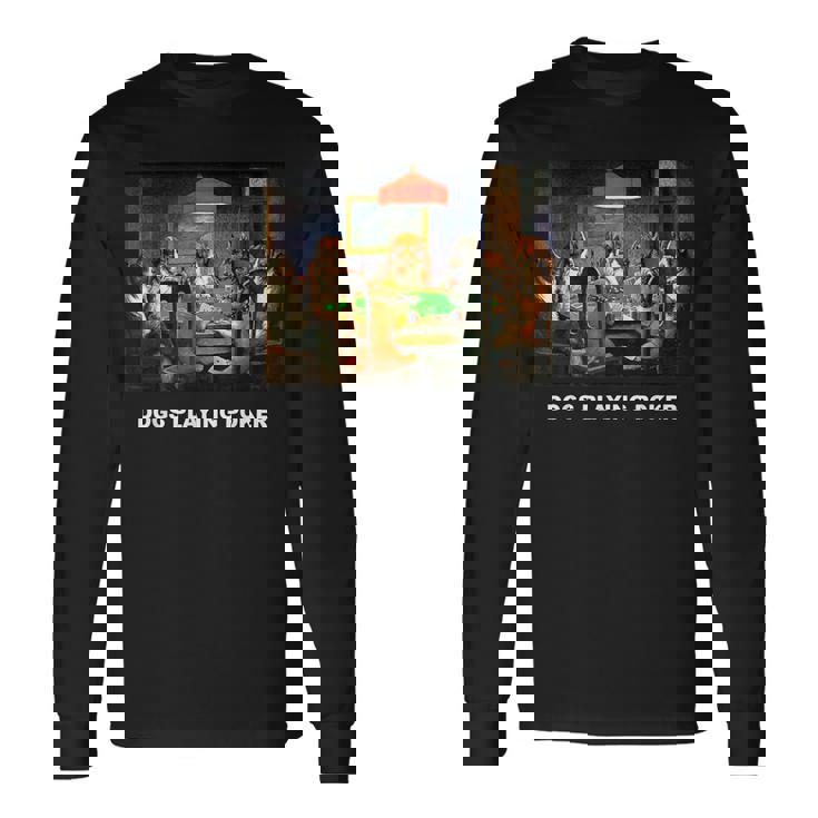 ポーカーをする犬 クラシックアートワーク アートワーク 犬 子犬 長袖Tシャツ ギフトのアイデア