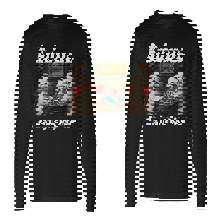 ポーカーをする犬 ビション・フリーゼ ビション・フリーゼの犬種 長袖Tシャツ