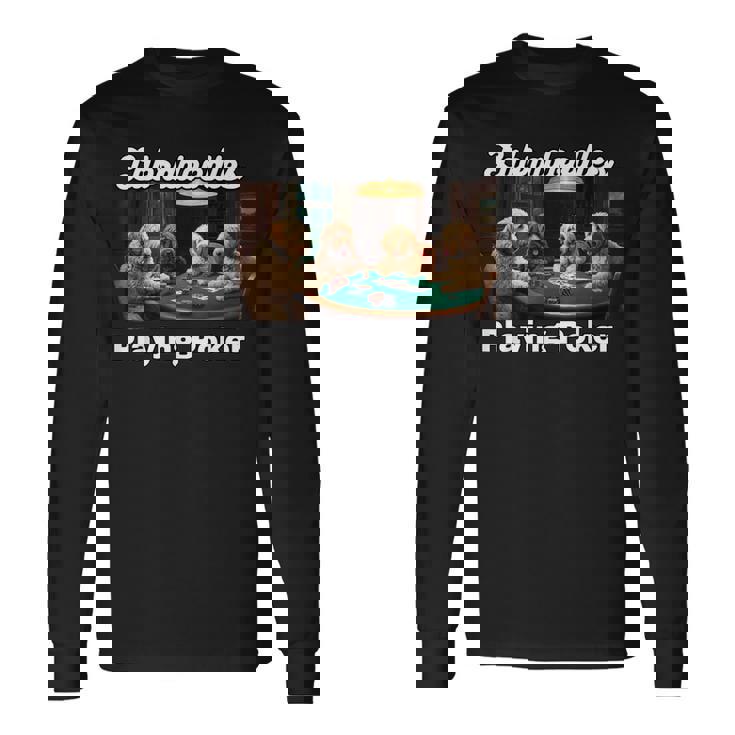 ポーカーをする犬 ラブラドゥードル オーストラリアの犬 ラブラドゥードル 長袖Tシャツ