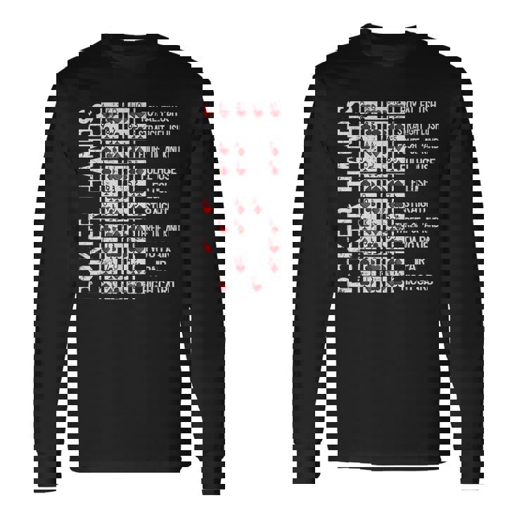 ポーカーハンド チートシートカード カジノゲーム 面白いプレイヤーギフト 長袖Tシャツ